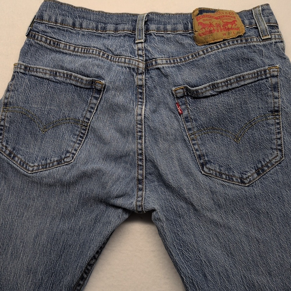 Vintage Levis Jeans Mens Blue 527 Boot Cut Slim Low Rise Denim Pants Y2K Worn‎ - Picture 7 of 9